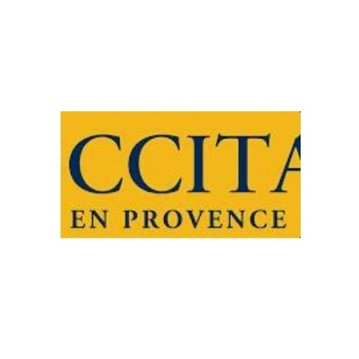 Logotipo CCITAN EN PROVENCE amarelo e azul