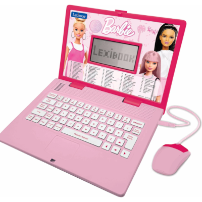Computador educativo cor-de-rosa Lexibook Barbie com teclado branco e rato