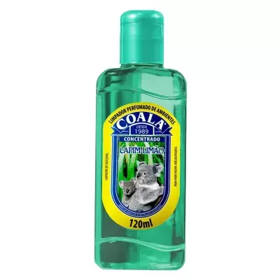 Frasco verde translúcido de limpador perfumado de ambientes COALA capim-limão 120 ml