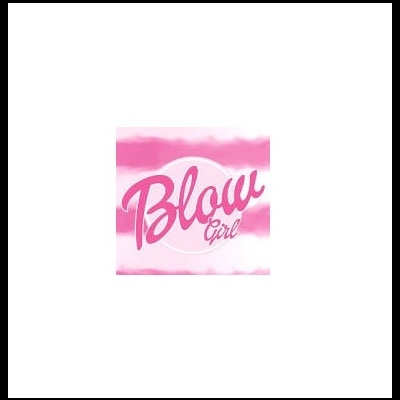 Texto rosa Blow Girl em fundo branco com riscas cor-de-rosa
