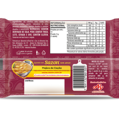 Tempero&#x20;Em&#x20;P&#x00F3;&#x20;SAZ&#x00D3;N&#x00AE;&#x20;Sabores&#x20;Do&#x20;Nordeste&#x20;60G&#x20;-12&#x20;Saquetas