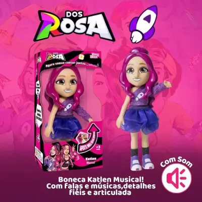 Boneca&#x20;Katlen&#x20;Dos&#x20;Rosa&#x20;Youtuber&#x20;Infantil&#x20;Musical&#x20;25cm
