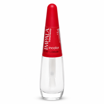 Frasco de verniz de unhas transparente com tampa vermelha IMPALA