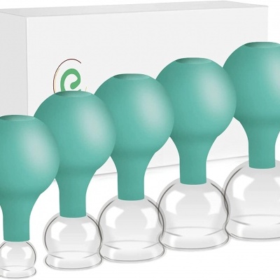 Conjunto de 5 ventosas de vácuo com bombas verdes e vidro transparente