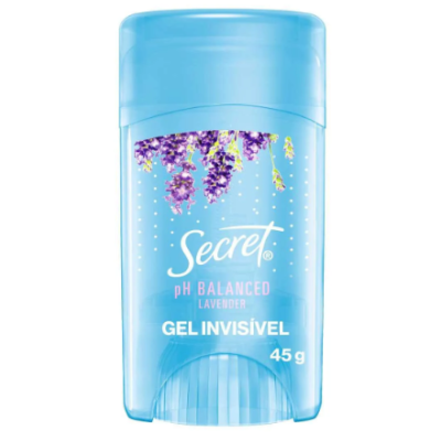 Desodorizante Secret pH Balanced Lavender gel invisível 45 g embalagem azul