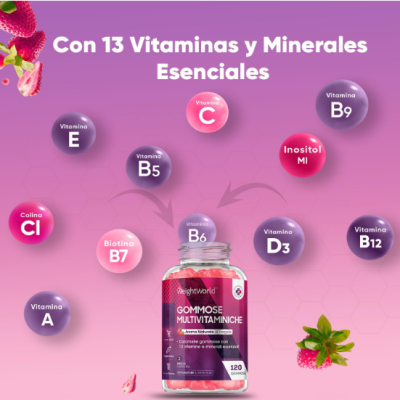 Gomas&#x20;Multivitam&#x00ED;nicas&#x20;e&#x20;Minerais&#x20;120&#x20;Gomas&#x20;Sabor&#x20;Morango