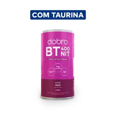 Frasco de suplemento alimentar Dobro BT 400 NIT sabor Açaí