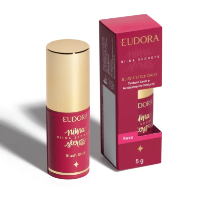 Blush Stick Eudora Niina Secrets cor Rosa com embalagem