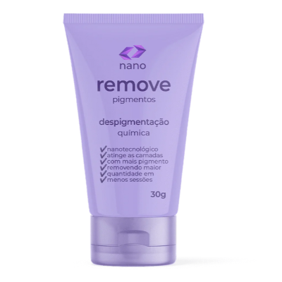 tubo lilás de creme despigmentante nano remove pigmentos de 30g