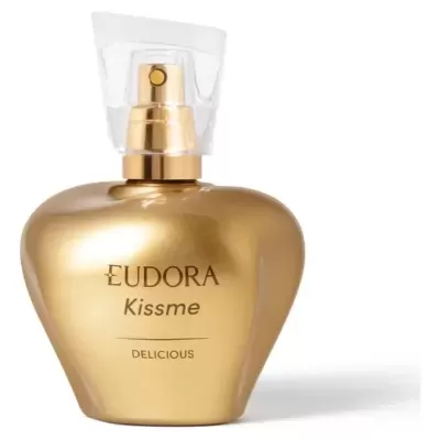 Frasco de perfume dourado EUDORA Kissme DELICIOUS