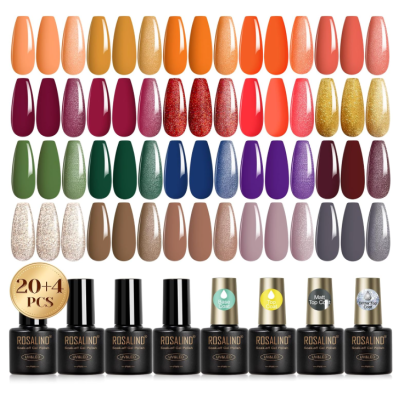 Mostruário de vernizes Rosalind com várias cores e frascos