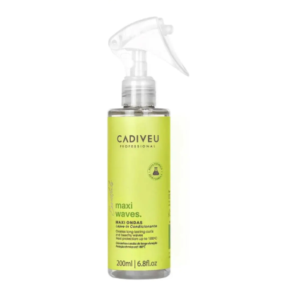 Frasco spray de leave-in condicionante CADIVEU Maxi Waves amarelo e transparente