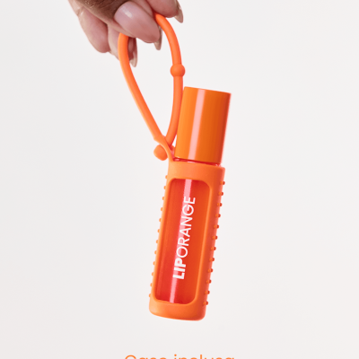 Batom líquido vermelho com estojo e argola laranja LIPORANGE