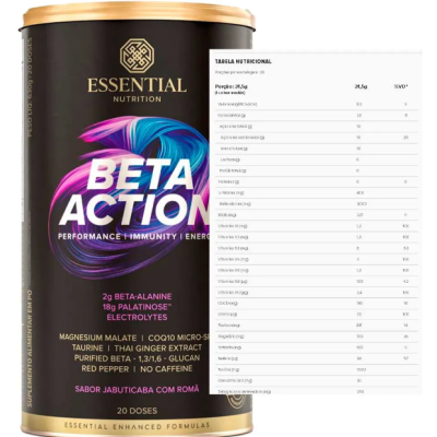 Essential&#x20;Nutriton&#x20;Pr&#x00E9;&#x20;Treino&#x20;Beta&#x20;Action&#x20;Jabuticaba&#x2F;Rom&#x00E3;&#x20;630g