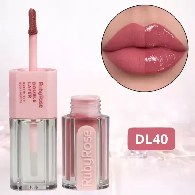 Batom duo Ruby Rose Double Layer cor DL40 com efeito mate e brilhoso