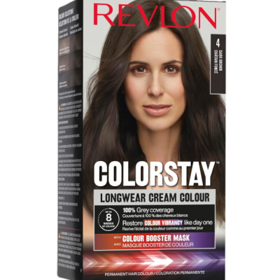 Caixa de tinta de cabelo Revlon ColorStay castanho escuro