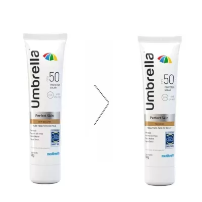 Duas embalagens de protetor solar Umbrella FPS 50 tom escuro e tom médio