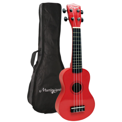 Ukulele vermelho com capa preta MartinSmith