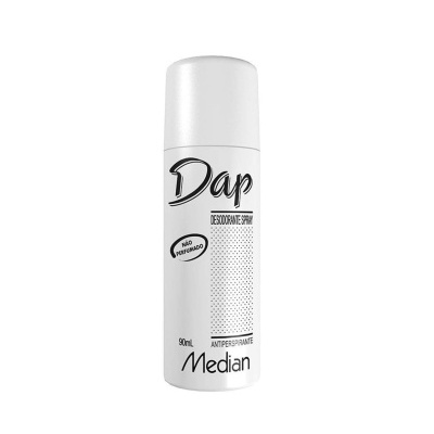 Frasco branco de desodorizante spray Dap Median