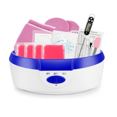 Conjunto de depilação com caixa aquecedora, luvas, cera e acessórios