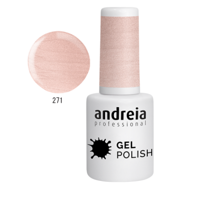 Verniz gel rosa perolado Andreia Professional número 271 em frasco branco.