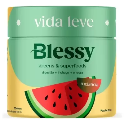 Embalagem de suplemento alimentar Blessy com imagem de melancia