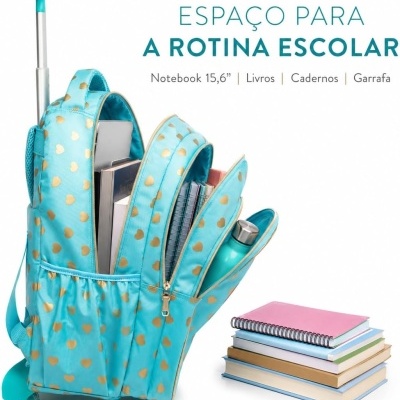Kit&#x20;Mochila&#x20;Infantil&#x20;Cora&#x00E7;&#x00E3;o&#x20;Dourado&#x20;Azul&#x20;com&#x20;Lancheira&#x20;e&#x20;Estojo