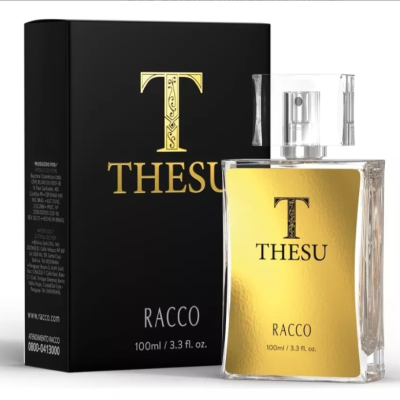 Perfume RACCO 100 ml com caixa preta e texto THESU RACCO