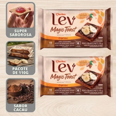 Kit&#x20;3&#x20;Marilan&#x20;Lev&#x20;Magic&#x20;Toast&#x20;Cacau&#x20;110&#x20;g