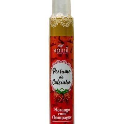 Frasco vermelho de perfume de calcinha Morango com Champagne