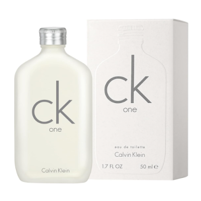 Frasco de perfume Calvin Klein CK One com caixa branca