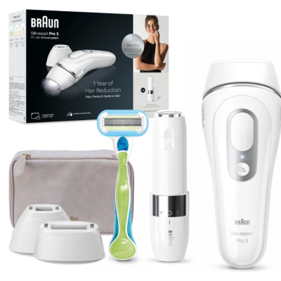 Conjunto depilador BRAUN Silk-expert Pro 3 com acessórios e embalagem