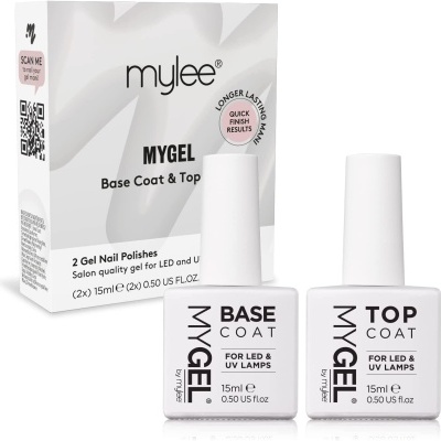 Embalagem e frascos de verniz MYGEL Base Coat & Top
