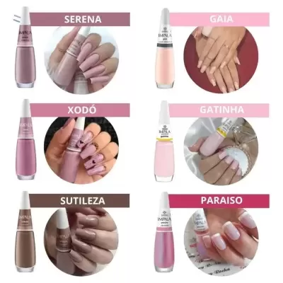 Vernizes IMPALA em várias cores com unhas pintadas correspondentes