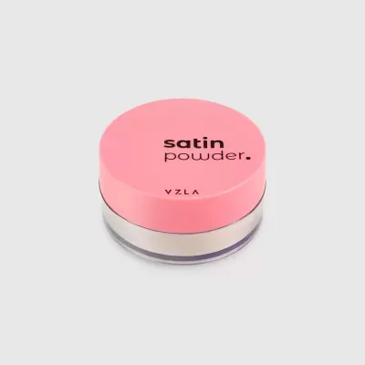 Pó solto em embalagem redonda com tampa rosa