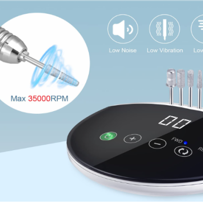 Dispositivo elétrico para manicure com brocas metálicas e display digital