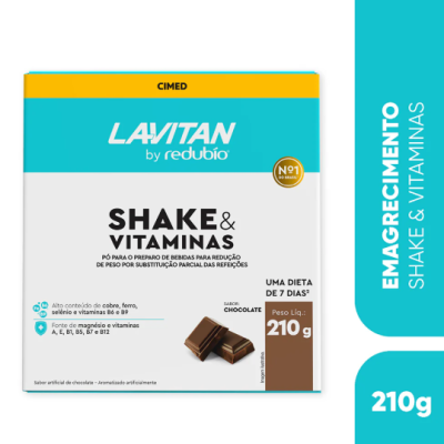 Embalagem de shake e vitaminas Lavitan sabor chocolate 210g