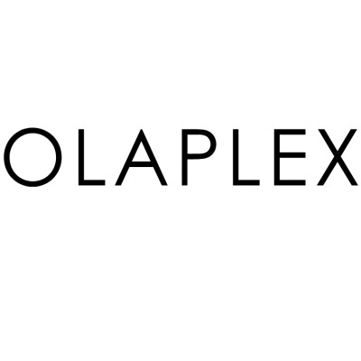 Logotipo OLAPLEX em letras pretas sobre fundo branco