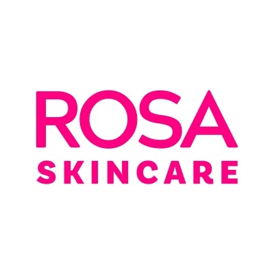 Logótipo ROSA SKINCARE em texto rosa sobre fundo branco