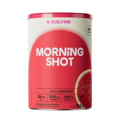 Embalagem de suplemento alimentar Morning Shot sabor melancia da SUBLYME