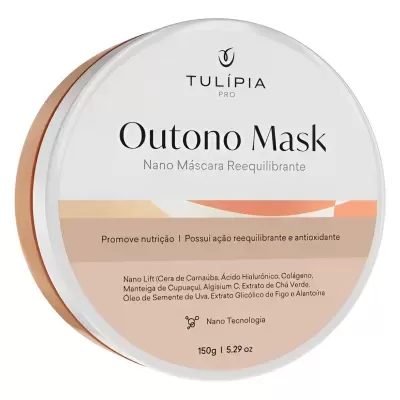 Máscara facial Outono Mask em embalagem round branca e pêssego