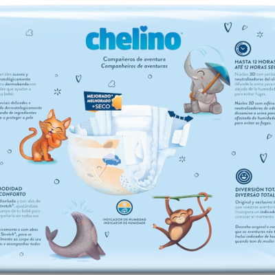 Fralda&#x20;Chelino&#x20;Infantil&#x20;Tamanho&#x20;3&#x20;&#x28;4-10&#x20;kg&#x29;,&#x20;36&#x20;unidades