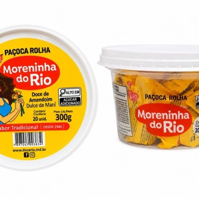 Embalagem plástica com doces de amendoim Moreninha do Rio