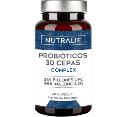 Frasco de suplemento Nutralie Probióticos 30 Cepas Complex