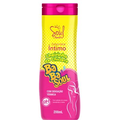 Frasco amarelo e rosa de sabonete íntimo Ba Ba Soul