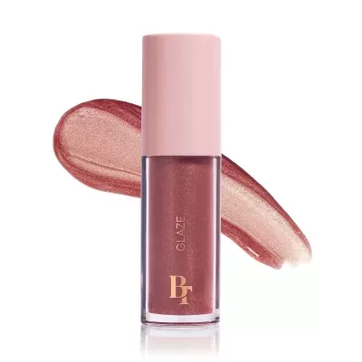 Brilho labial rosa com brilho em embalagem transparente