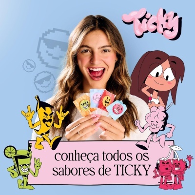 Ticky&#x20;Pirulito&#x20;Zero&#x20;A&#x00E7;&#x00FA;car&#x20;Sabor&#x20;Morango&#x20;Cream,&#x20;4&#x20;Pirulitos