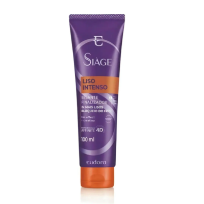 Tubo roxo com tampa laranja de fixador capilar Eudora Siàge Liso Intenso