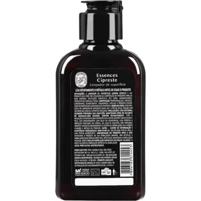 Frasco preto de produto de limpeza Essences Cipreste com tampa de pressão