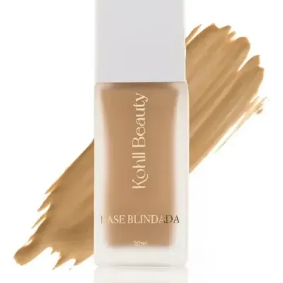Frasco de base de maquilhagem Kohll Beauty bege com tampa branca